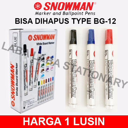 

SPIDOL SNOWMAN BOARDMARKER BG 12 / BG-12 / BG12 BISA DIHAPUS UNTUK PAPAN TULIS [LUSIN]
