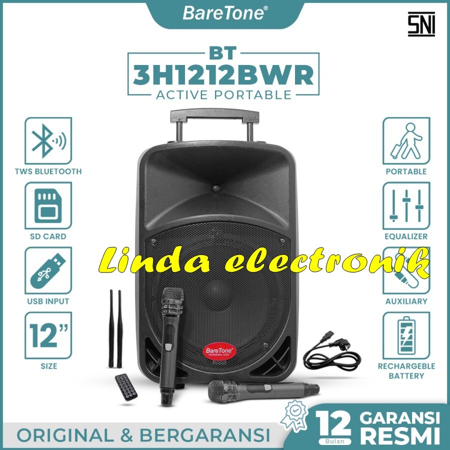 speaker portable baretone bt 3h1212bwr bt3h 1212 bwr 12 inch original