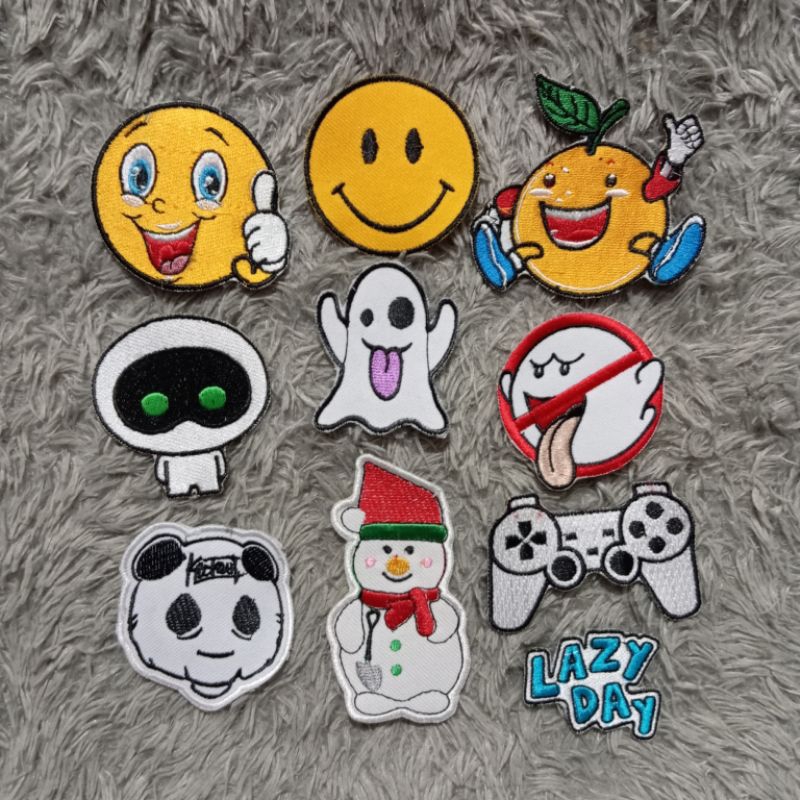 Badge Bordir Kartun, logo Nutri Jer, The astornot, Logo smile