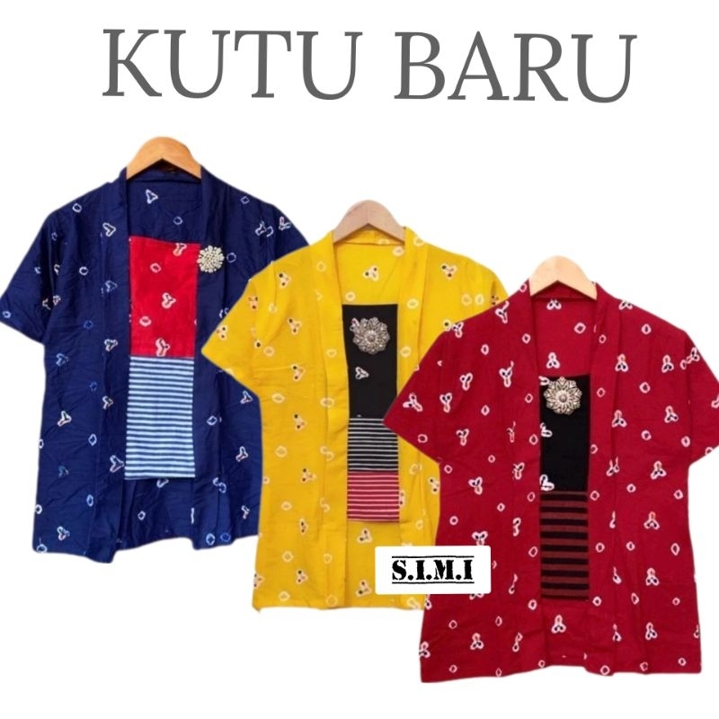 SIMIFASHION Kebaya kutu baru lengan pendek hitam mix jumputan warna Original