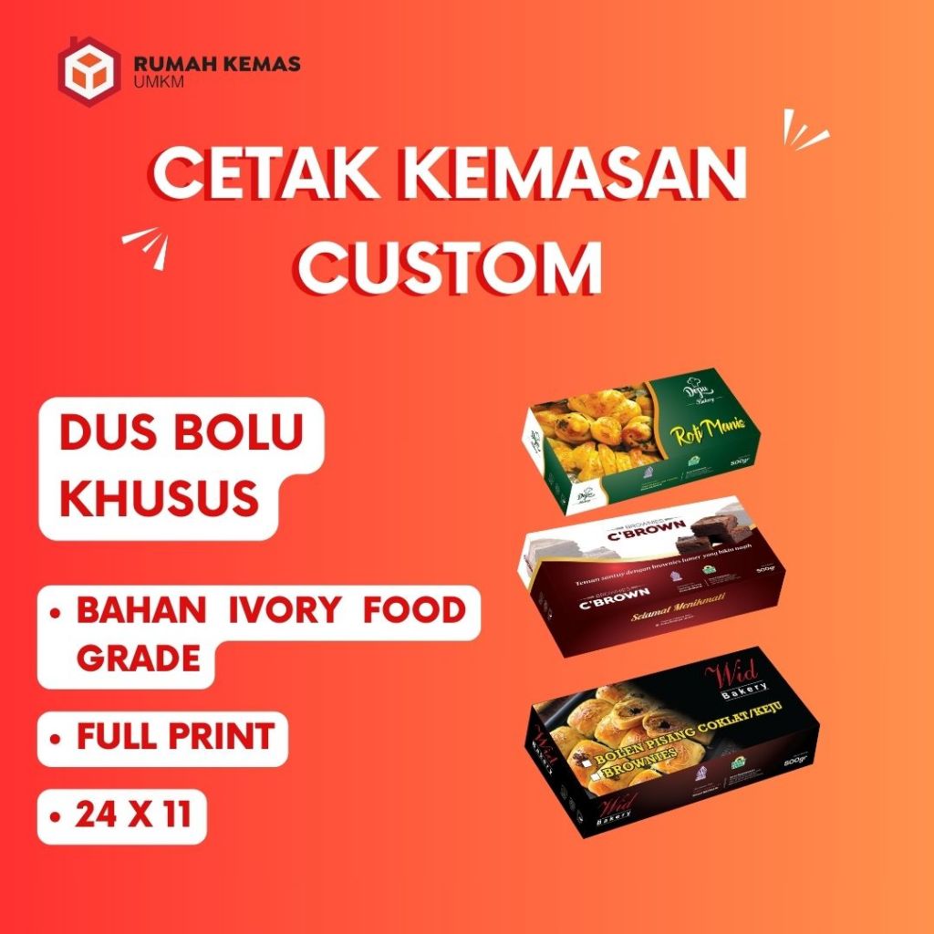 Custom Kemasan Dus Bolu  Bahan Ivory Food Grade
