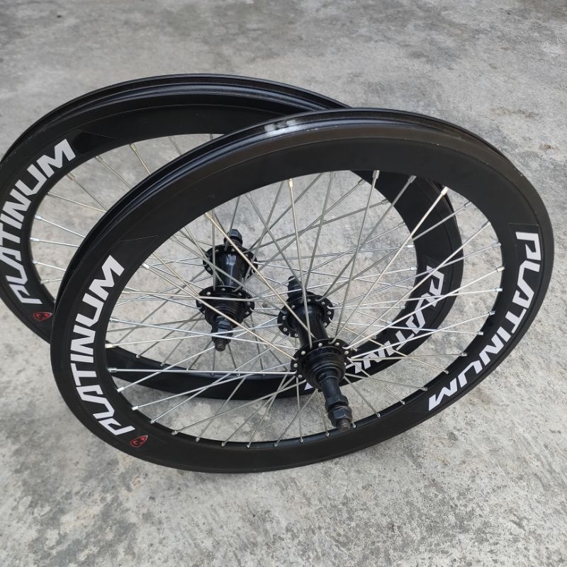 WHEELSET UKURAN 20 INCH 4CM RODA 20" MURNI PLATINUM DEPAN BELAKANG DOUBLE WALL SEPAKET BISA UNTUK CA