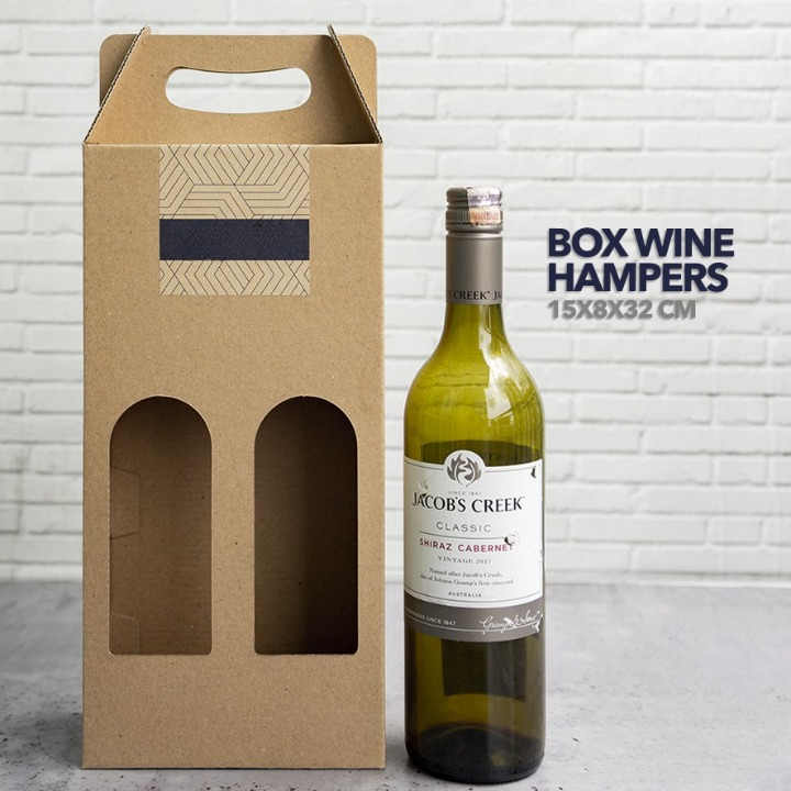 

Box Kemasan Botol Wine Dus Jinjing botol ukuran 15x8x32cm kotak packaging hampers minuman isi 2 Botol harga 10pcs