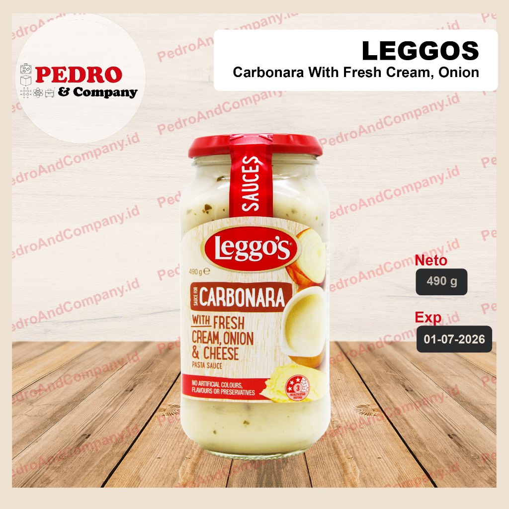 

Leggos carbonara fresh cream onion cheese 490 gram - saus pasta import
