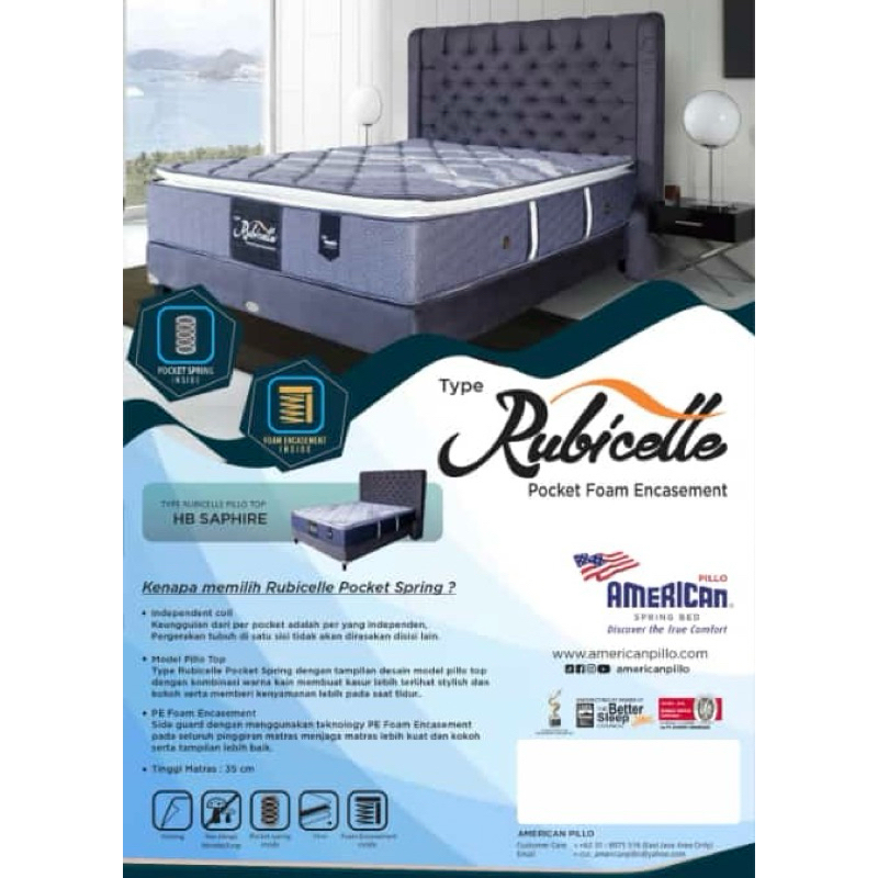 [KEDIRI] Matras Spring Bed Merk American Pillo Type Rubicelle Pocket Foam Encasement 160 180 x 200 |