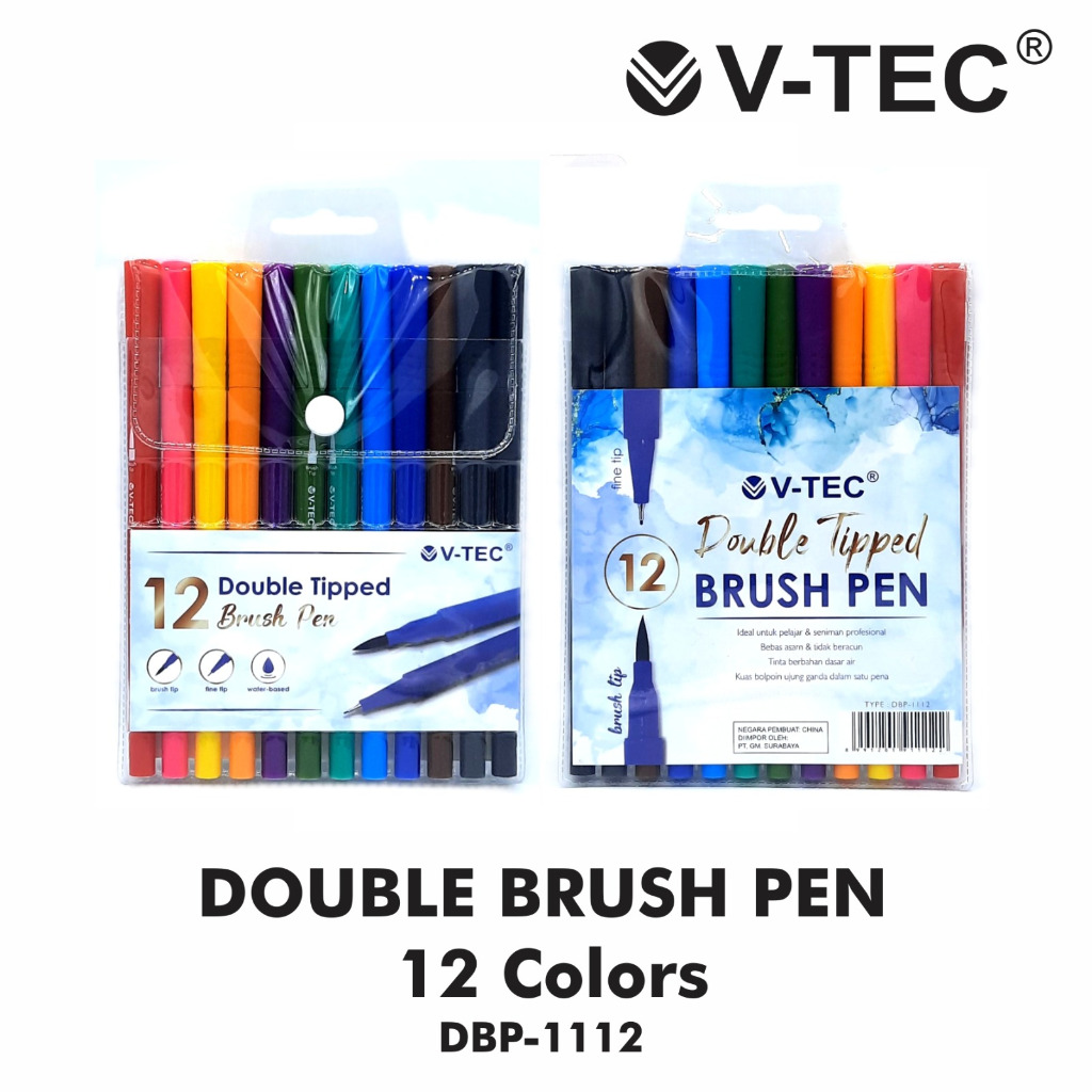 

DOUBLE TIP BRUSH PEN VTEC DBP-1112 (12 WARNA) & DBP-1124 (24 WARNA) /SPIDOL DAN BRUSH SET MARKER DRAWING PEN CEPAT KERING BOLPOIN WARNA TINTA WATER BASED ALAT TULIS KANTOR SEKOLAH KULIAH / MITRA ABADI KATALOG JOGJA