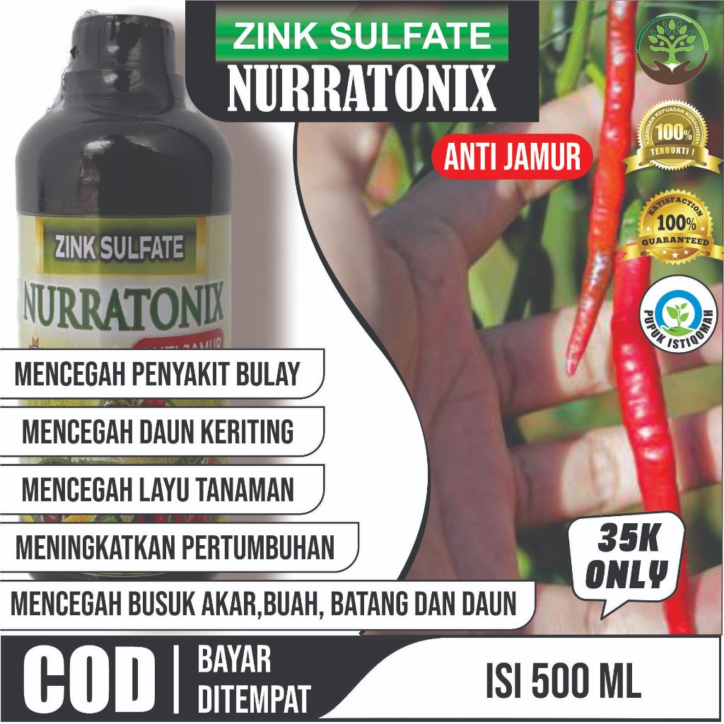 Obat Anti Patek Cabe, Obat Patek Paling Ampuh, ZINK SULFATE NURRATONIX Fungisida Hayati 500 ML - Oba