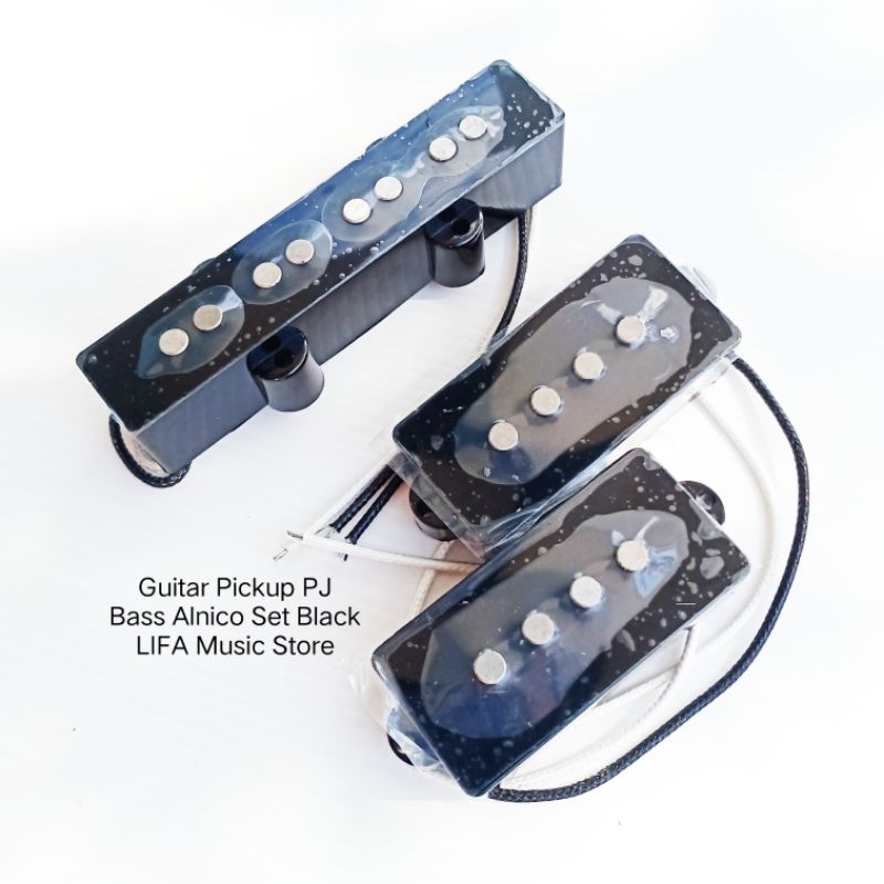 Guitar Pickup PJ Bass Alnico Set Black 4 String
