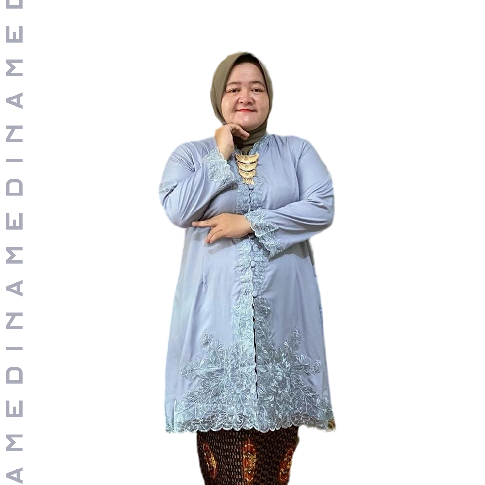 Kebaya Encim Tunik Jumbo Bordir Senada LD 130cm Dan 140cm Atasan Wanita Lengan Panjang