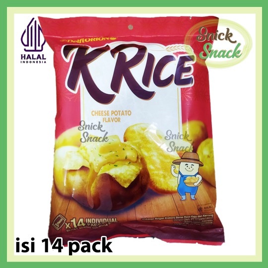 

Krice Cheese Potato Krekres Beras K Rice Kentang Keju Cheddar 100gr isi 14 mini pack