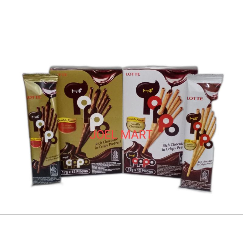 

LOTTE TOPPO BISKUT PRETZEL ISI COKLAT 1BOX ISI 12PCS @17GRAM