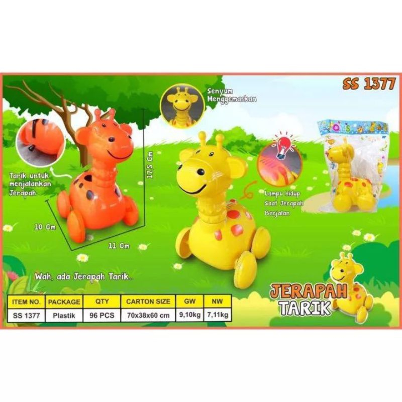 Mainan Anak Jerapah Tarik Bisa Berjalan Ada Lampu / Mainan Jerapah Tarik Lampu