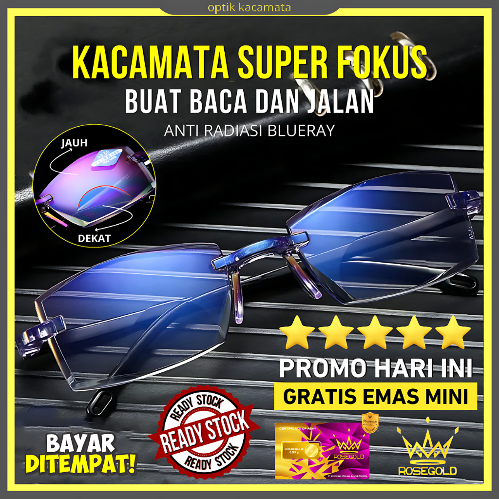 Kacamata Baca Auto Fokus Kaca Mata Plus Untuk Semua Ukuran Pria Wanita