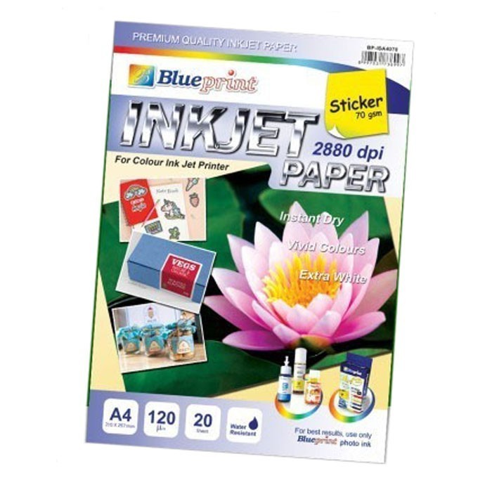 

Blueprint Inkjet Paper Sticker 70gsm 120Um Inkjet Paper Sticker A4 BP-ISA4070