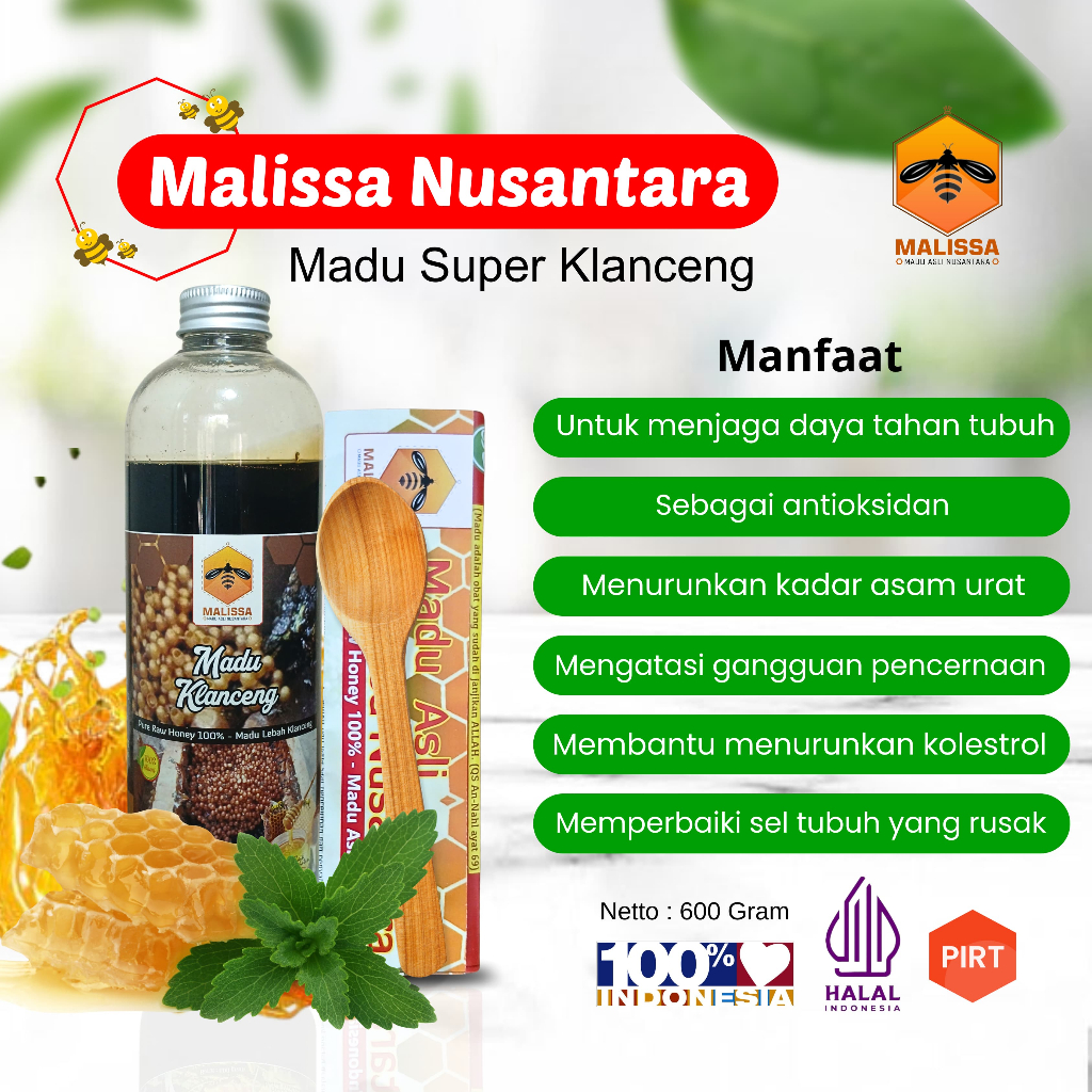 

Madu Murni Klanceng 100% Original Malissa | Madu Klanceng Malissa Asli 600 Gr