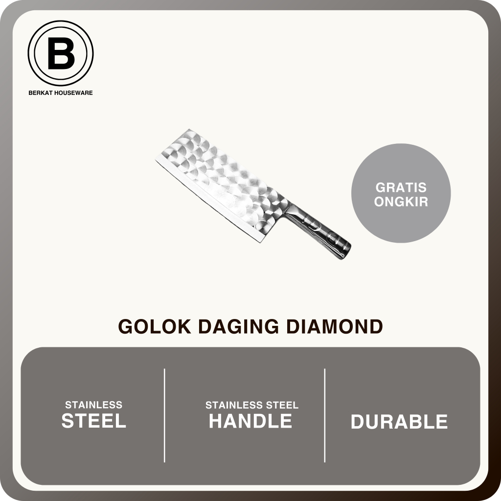 Golok Dapur Stainless Steel Diamond|Meat Cleaver 1102