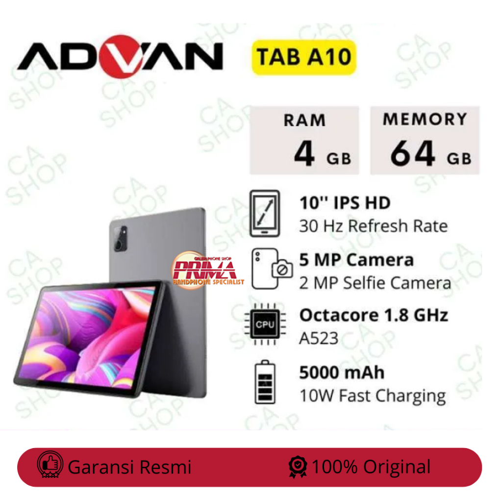 TAB  ADVAN A10 10"  4/64 *wifi only* - GARANSI RESMI