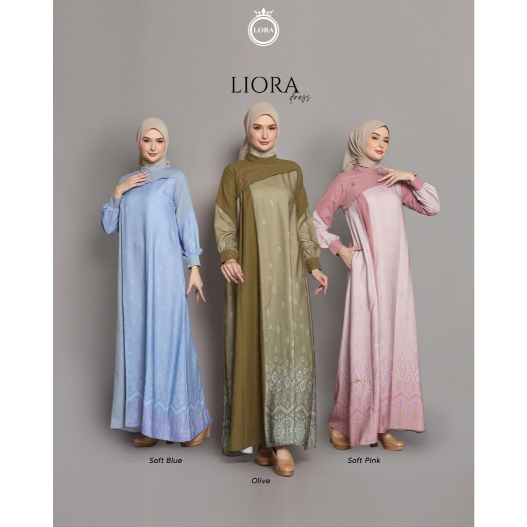 [COD] TERBARU LIORA DRESS - GAMIS WANITA LORA || ORIGINAL || Lora Liora Soft Pink, Soft Blue, Olive