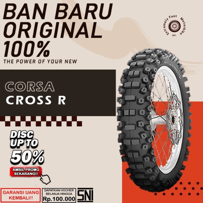 Ban Motor Non TublesS Trail  KLX Corsa Cross X/R Depan Belakang Sepasang Ring 16 18 19 21 Non Tubles