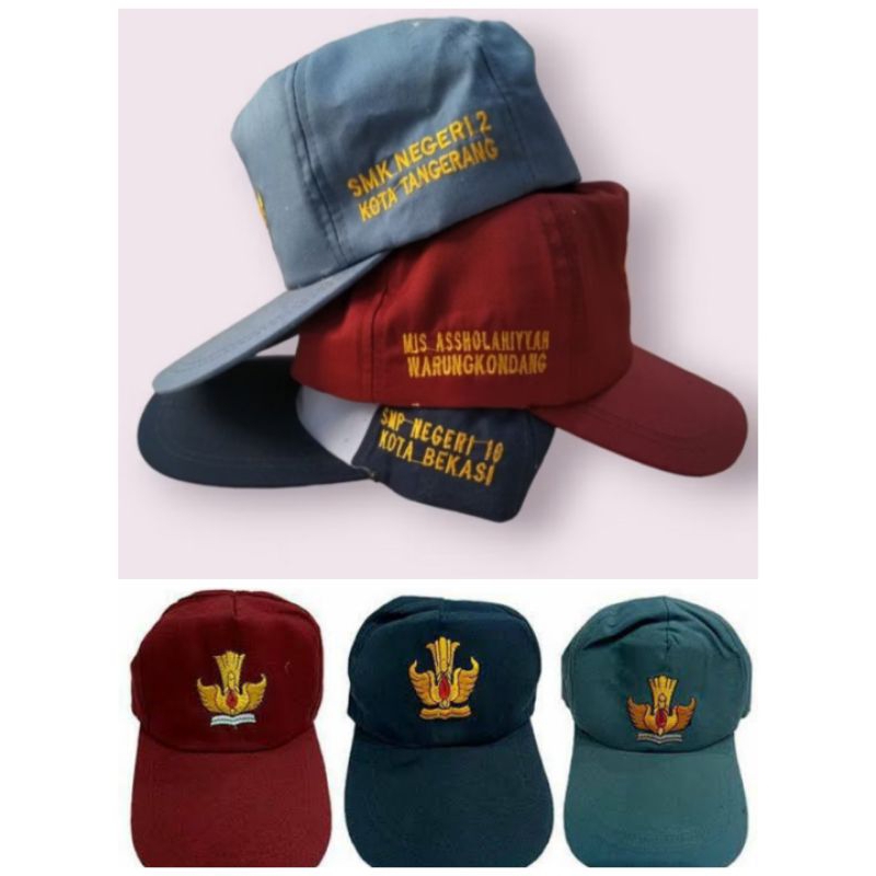 Topi sekolah custom bordir