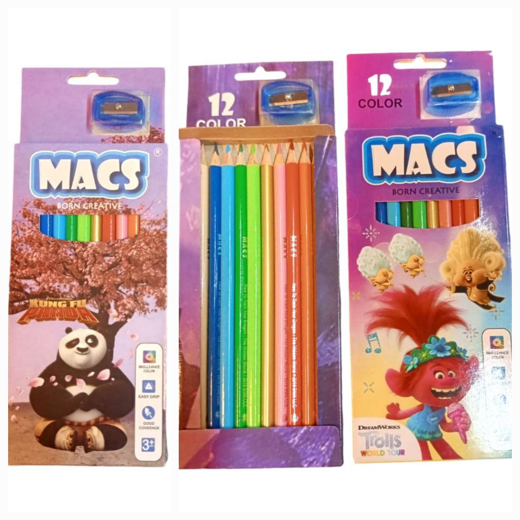 

Pensil warna 12 panjang macs + Rautan