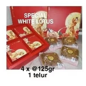 

#Mooncake SPECIAL WHITE LOTUS /kue bulan/Tiong ciu pia/ HAMPERS YUMMY 1 Telur 4x @125gr#