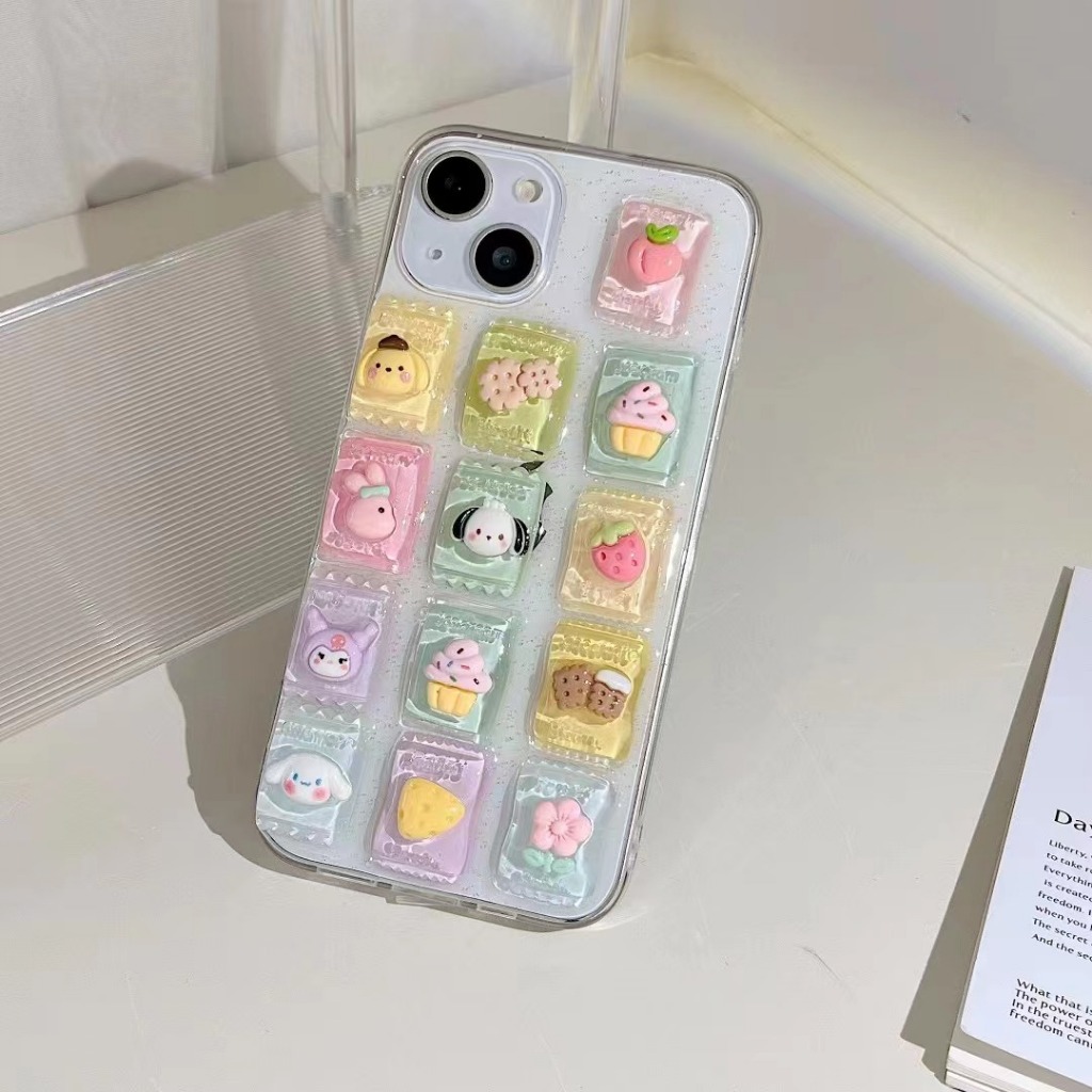 Techarmor Case Iphone 3D Candy Lucu Clear Soft Case 11 12 13 14 15 Pro & Pro Max