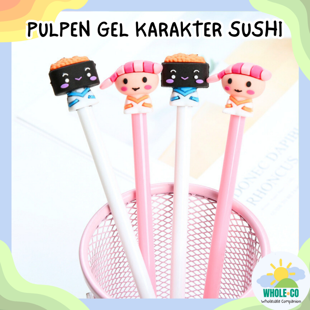 Pulpen Gel Karakter Sushi Premium Makanan Food Karakter Jepang Anime Lucu Unik Imut Termurah Grosir 