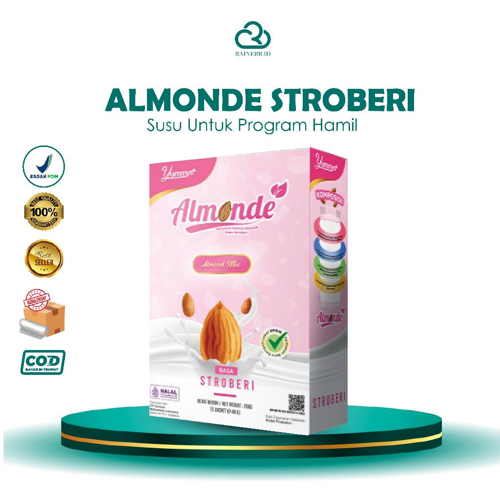 ALMONDE  ALMOND STROBERI untuk ibu hamil & Program Hamil Almonde Susu Ibu Hamil Almonde Susu Promil