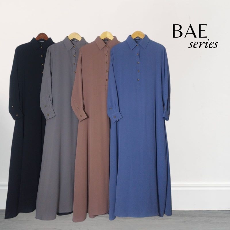 Gamis Basic Polos Hitam Simple Dress Abaya Kemeja Fit To Oversize Wanita Muslimah Syar'i Premium Len