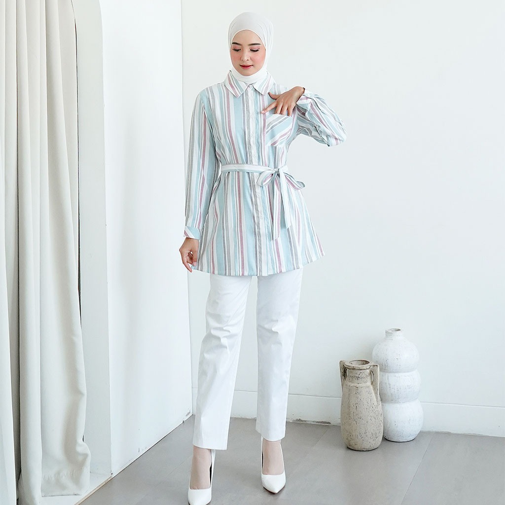 Sekido -  Zuri Tunik Atasan Wanita Panjang  Bahan Woven  Dingin