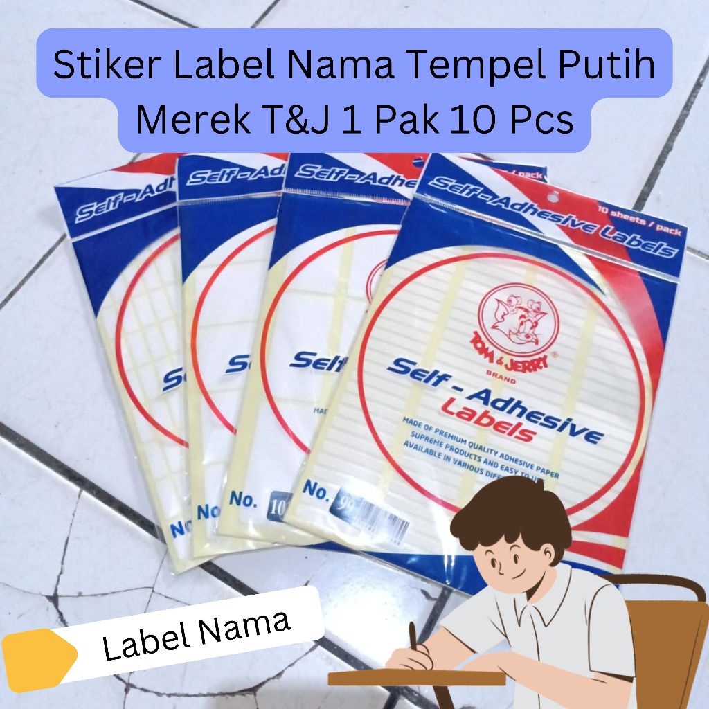 

LABEL STIKER TEMPEL PUTIH MEREK T&J 1 PAK ISI 10 LEMBAR