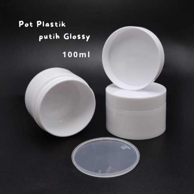 Pot Krim 100ml Pot Kosmetik Plastik Putih Glossy Pot Cream 100gram / POT LULUR / POT POMADE JAR 100m