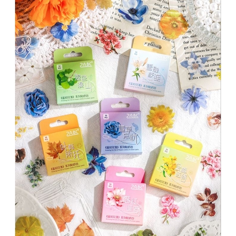

40pcs sticker flower language series stiker bunga dekorasi tahan air