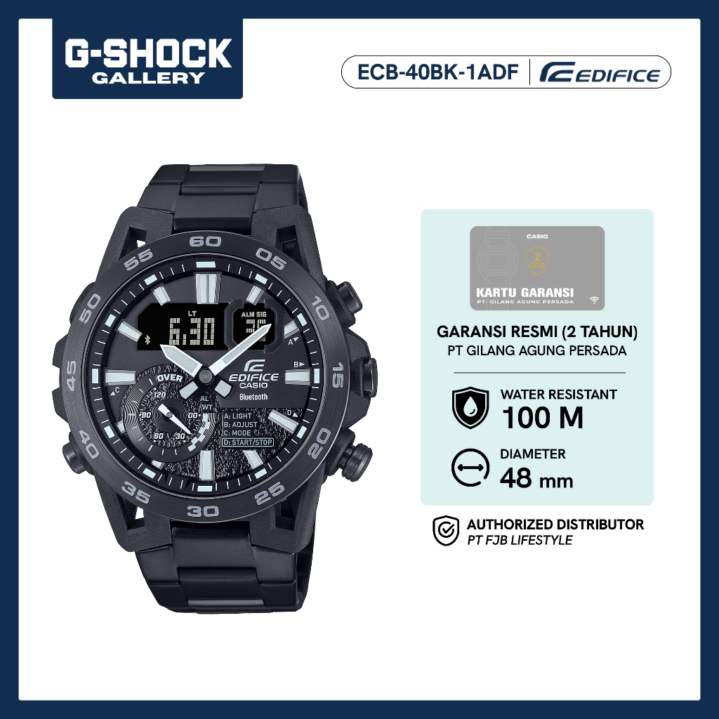 Jam Tangan Pria Casio Edifice ECB-40BK-1ADF Original Analog Digital