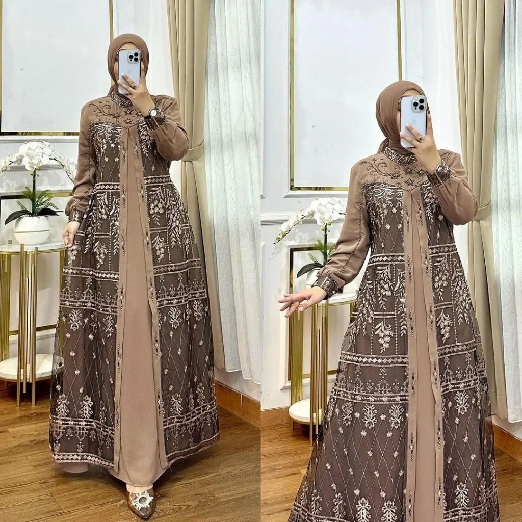 ALIYAH DRESS gamis brokat terbaru 2024 viral/gaun kondangan simple elegan /Model sekarang/mewah