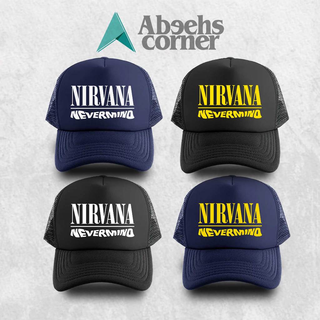 Topi Nirvana Nevermind - Topi Trucker Jaring Band Nirvana - Topi Band Grunge