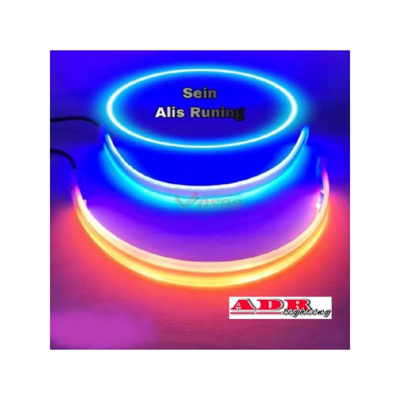 lampu DRL alis 30cm slim flexible 2 warna LED sen running kuning senja merah waterproof universal se