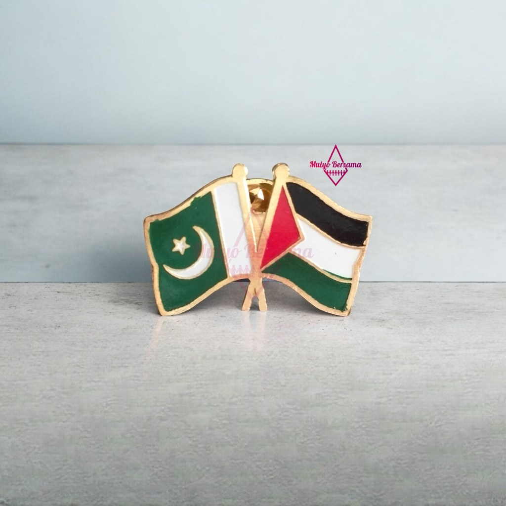 Pin Pakistan Palestina - Flag Pin Bendera Persahabatan Pakistan Palestina