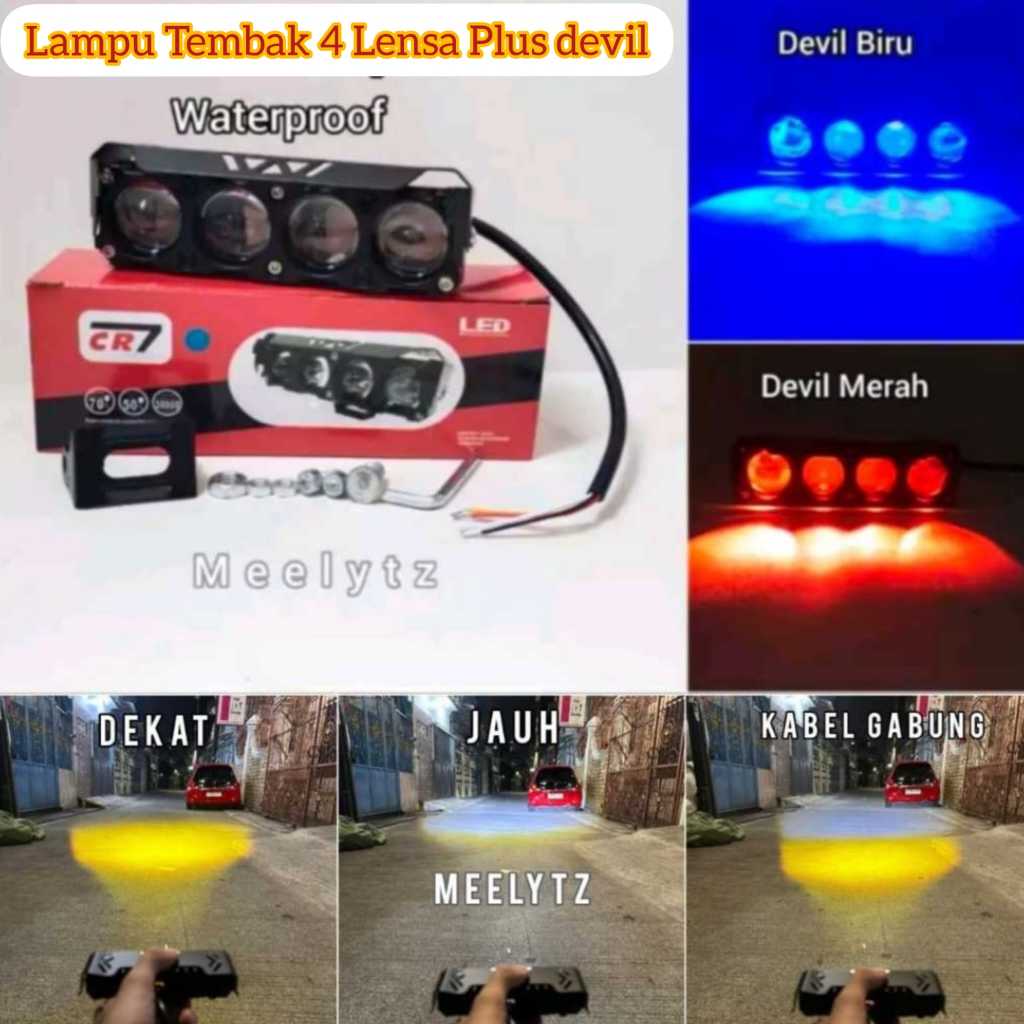 Lampu Tembak 4 Mata  CR7 Plus Devil NEW Alumunium Waterproof Premium