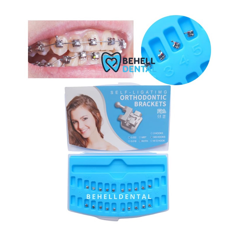 BRACKET BEHEL DAMON SISTEM METAL USA HOOK 345 : SELF LIGATING . DAMOND SYSTEM ORIGINAL BEHELLDENTAL 