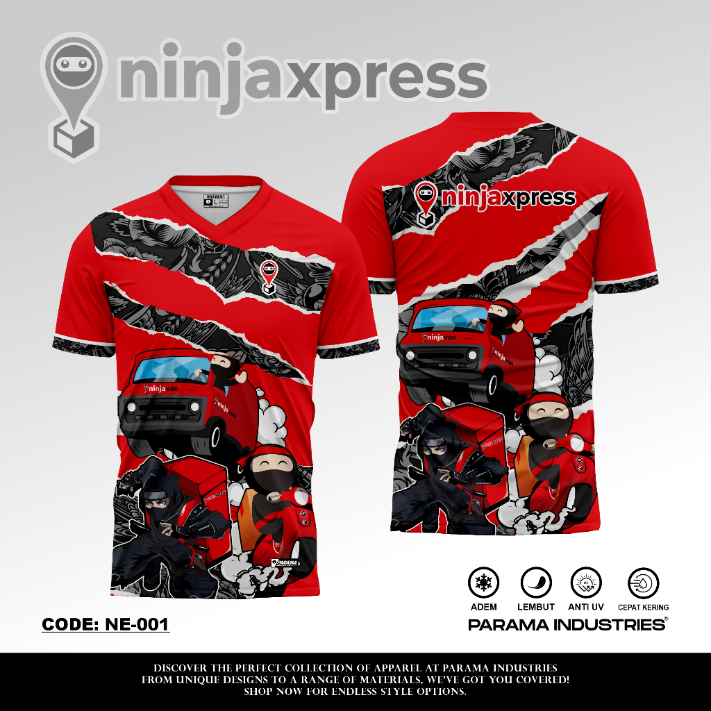 PARAMA INDUSTRIES PREMIUM JERSEY ANTI GERAH || KURIR PAKET NINJA EXPRESS || BAJU DRIVER PAKET KEREN
