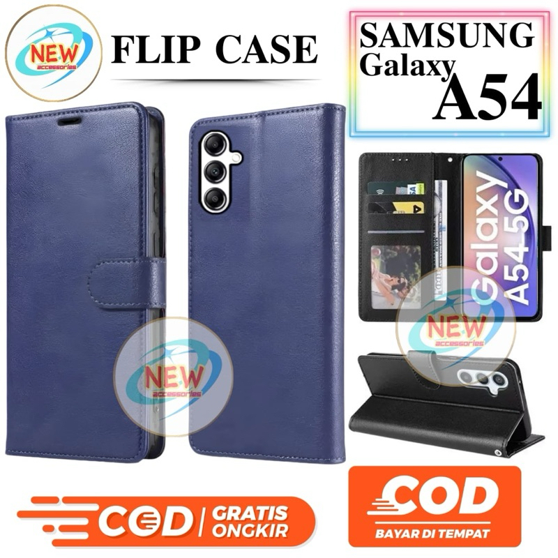 SAMSUNG A54 FLIP LEATHER CASE PREMIUM-FLIP WALLET CASE KULIT UNTUK SAMSUNG A54 - CASING DOMPET-FLIP 