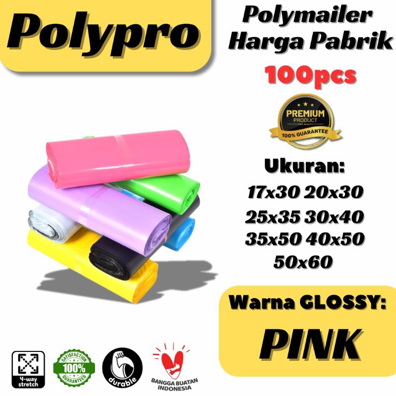 

Plastik Packing Pink Glossy / Polymailer Warna LDPE Glossy (Isi 100pcs)