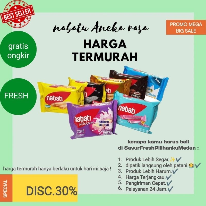 

promo snack jajanan wafer enak nabati aneka rasa termurah exp date masih lama ready stok siap kirim gratis ongkir|sayur segar medan