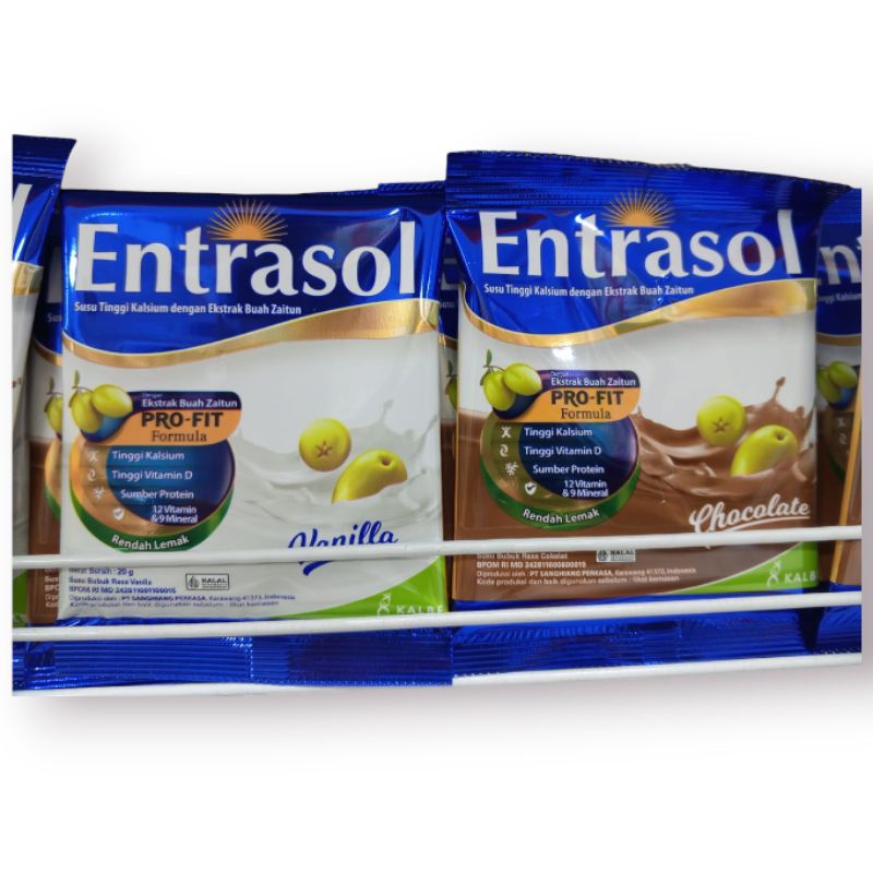 

Entrasol susu bubuk vanila dan coklat isi 4 sachet x 20gr