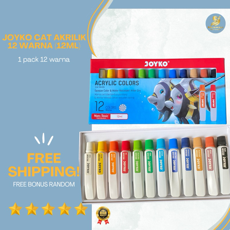 

Cat Acrylic Joyko / Joyko Acrylic Colors / 1 Set 12 Warna / Cat Acrylic Berkualitas Tidak Tembus Pandang