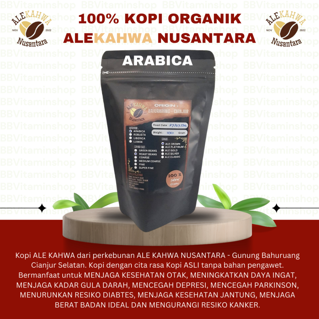 

Kopi Arabica 100% Organik ALEKAHWA NUSANTARA