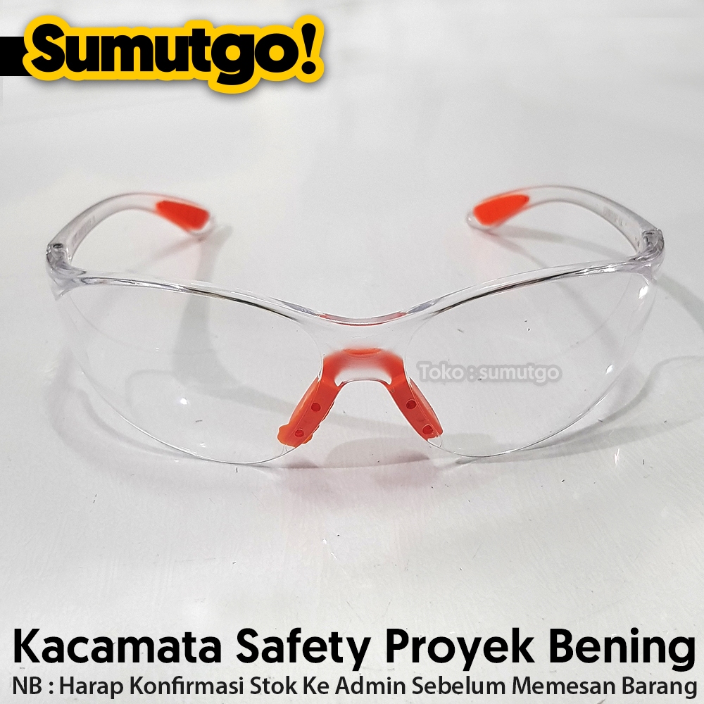 Kacamata Safety Proyek WS Sporty Clear Putih Bening Murah & Ringan / Safety Glass Kaca Mata APD Kere