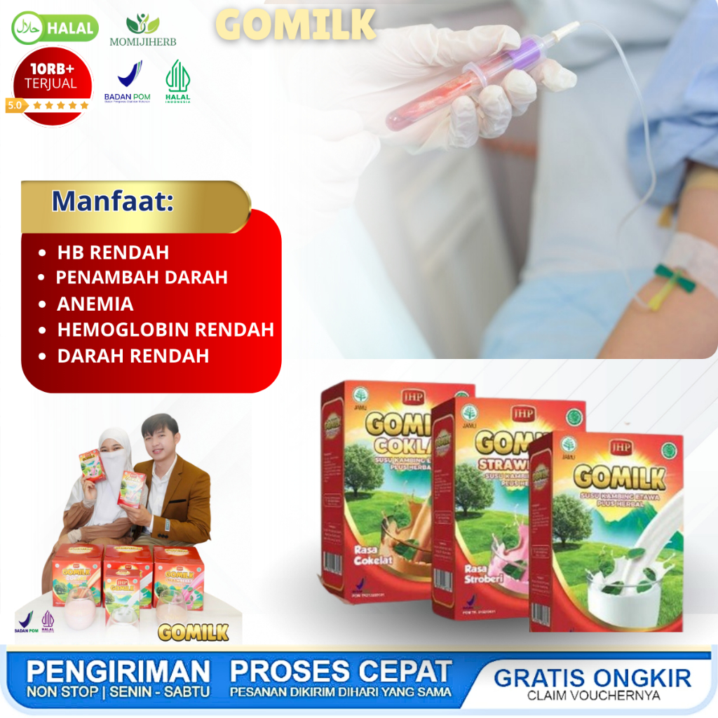 GOMILK Susu Kambing Etawa Plus Obat Herbal Atasi HB Rendah Penambah HB Rendah Menaikan HB Rendah Pen